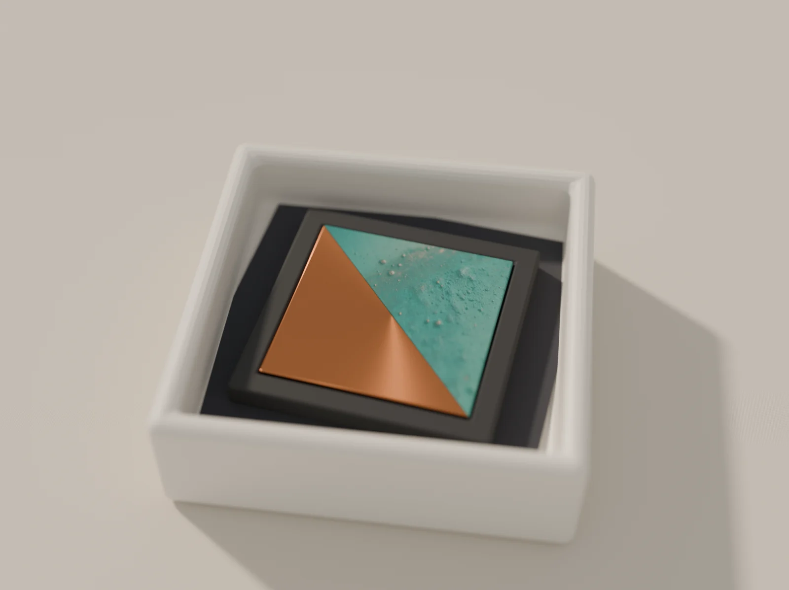 The box at sign-off. The two pieces make a square.