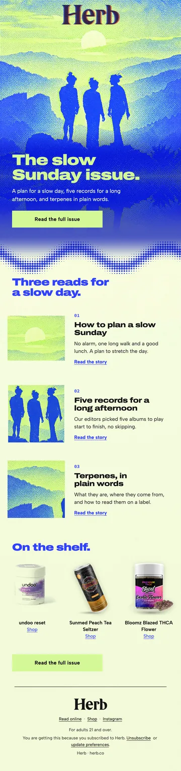 Herb newsletter: The slow Sunday issue, three stories to read.