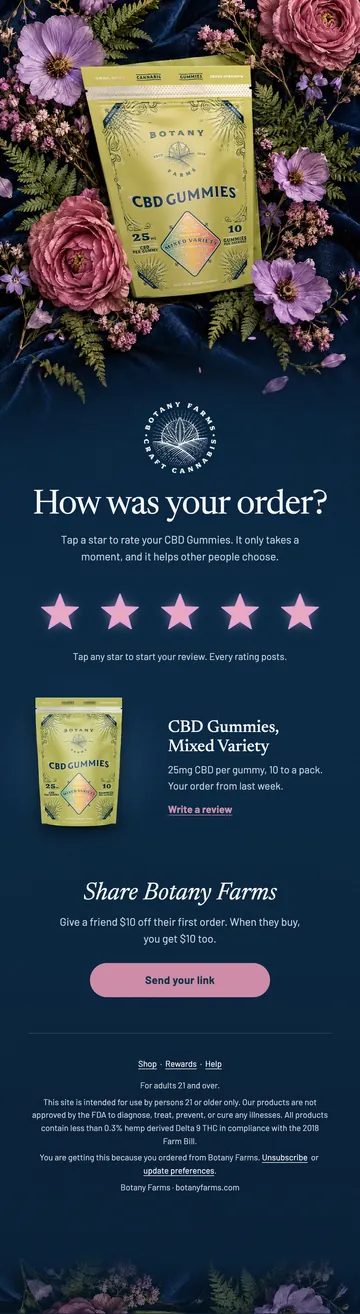 Botany Farms email: How was your order? Leave a review, then share a link with a friend.